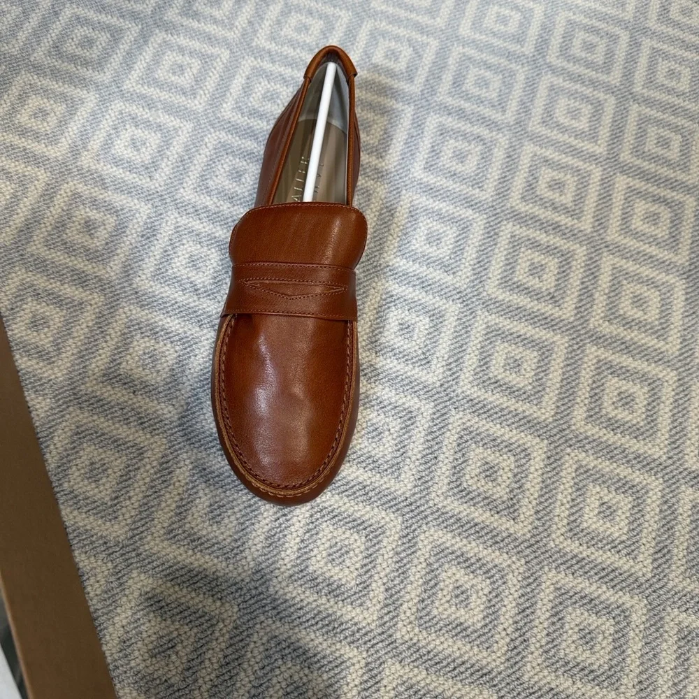Classic Brown Leather Penny Loafer - Women's Slip-On Flat